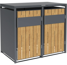 Double coffre à ordures en métal et bois