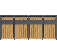 Cache-poubelle avec revêtement en bois et cadre en acier