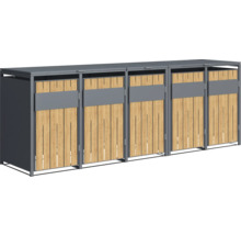 Cache-conteneurs pour trois poubelles en bois et métal