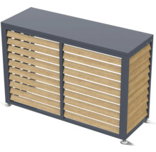 Mülltonnenbox mit Lamellen aus Holz