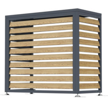 Mülltonnenbox mit Lamellen aus Holz