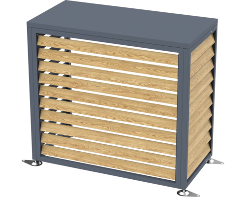 Mülltonnenbox mit Holzlamellen