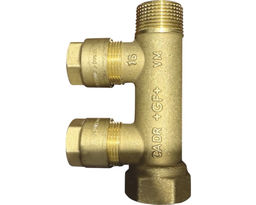 T-Stück aus Messing mit Gewindeanschlüssen
