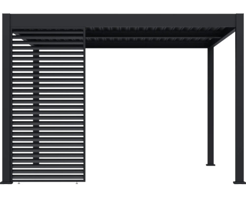 Pergola avec toit à lamelles et élément latéral