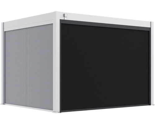 Pergola avec paroi latérale et store enrouleur comme écran d'intimité