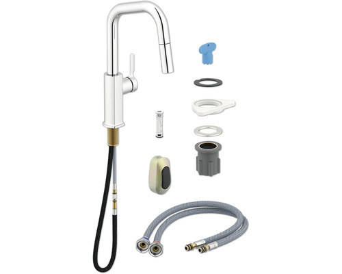 Robinet de cuisine avec accessoires pour l'installation