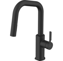 Robinet de cuisine noir avec bec haut et douchette extractible