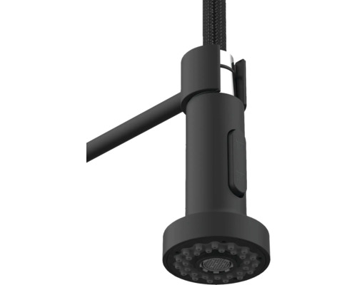 Robinet de cuisine noir avec flexible de douche