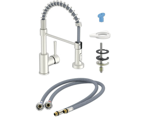 Robinet de cuisine avec tuyau de douche et matériel d'installation