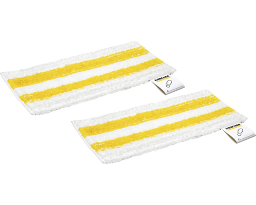 Kärcher Lot de serpillères EasyFix Large jaune Deux lingettes de nettoyage de sol Kärcher avec des rayures jaunes