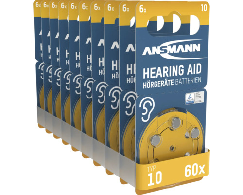 Ansmann Hörgerätebatterien Typ 10, 60 Stück
