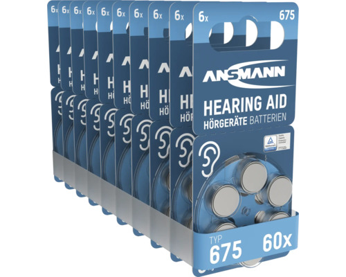 Ansmann Hörgerätebatterien Typ 675, 60 Stück