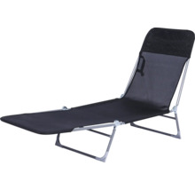 Chaise longue de plage avec dossier réglable et cadre en métal
