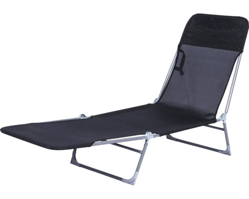 Chaise longue de plage avec dossier réglable et cadre en métal