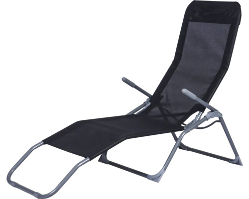 Chaise longue réglable avec accoudoirs et cadre métallique
