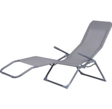 Chaise longue de jardin grise avec accoudoirs