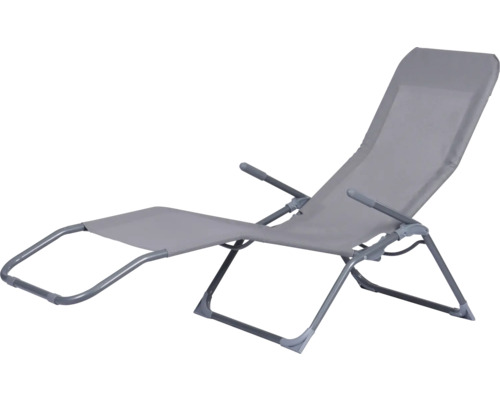 Chaise longue de jardin grise avec accoudoirs