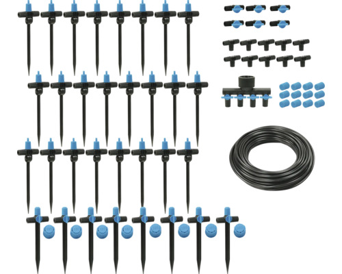 Bewässerungsset mit Tropfern, Verbindungsstücken und Schlauch für die Gartenbewässerung