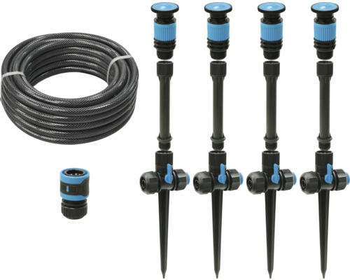 Gartenschlauch mit Schnellkupplung und Regner-Set für die Gartenbewässerung