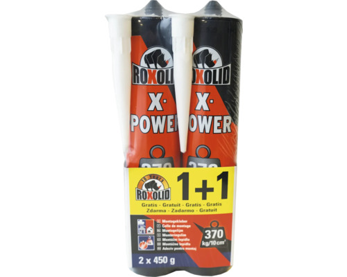 Pack de 2 Roxolid X Power colle de montage, 2 fois 450 grammes