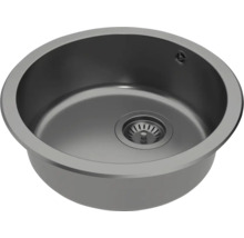 Évier rond en acier inoxydable avec drain