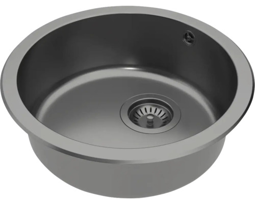 Évier rond en acier inoxydable avec drain