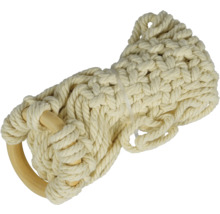 Suspension pour plantes en macramé en coton avec anneau en bois