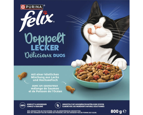 Felix Doppelt Lecker Katzenfutter mit Lachs und Hochseefisch in 800 Gramm Packung