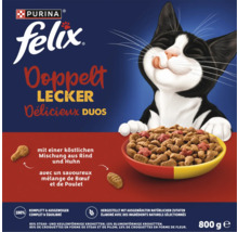 Felix Doppelt Lecker Katzennahrung mit Rind und Huhn in einer 800-Gramm-Packung