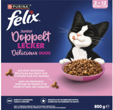 Felix Junior Doppelt Lecker Katzenfutter mit Huhn, Truthahn und Gemüse in 800 Gramm Packung