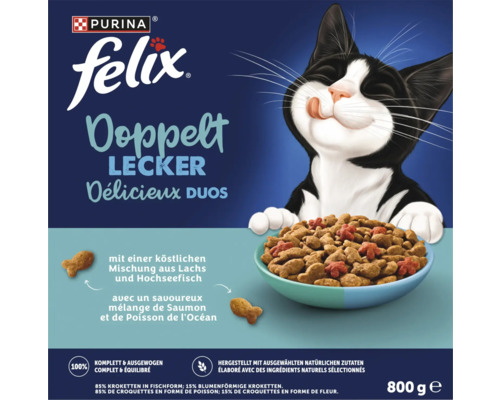 Felix Doppelt Lecker Katzenfutter mit Lachs und Hochseefisch in 800 Gramm Packung