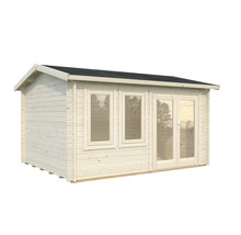 Abri de jardin en bois avec fenêtres et double porte