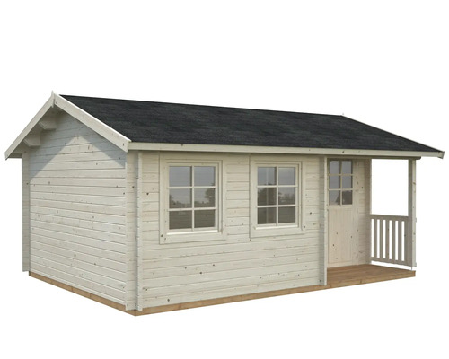 Maison de jardin en bois avec toit, fenêtres et véranda