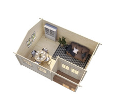 Vue intérieure d'une maison de jardin en bois avec des meubles