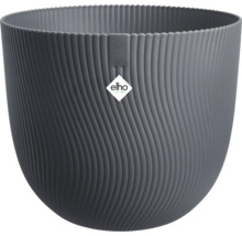 Pot de fleurs décoratif avec structure côtelée et logo Elho