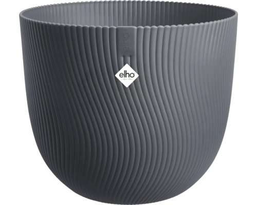 Dekorativer Pflanztopf mit gerippter Struktur und Elho Logo