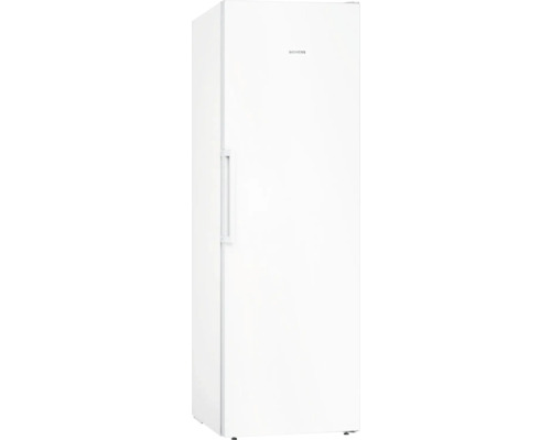 Congélateur Siemens GS36NVWEV lxhxp 60 cm x 186 cm x 65 cm Congélateur blanc indépendant avec poignée de porte et logo Siemens.