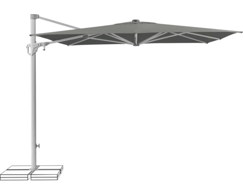Parasol Suncomfort by Glatz Familyflex 250 cm x 250 cm stone grey Parasol déporté avec mât et pied