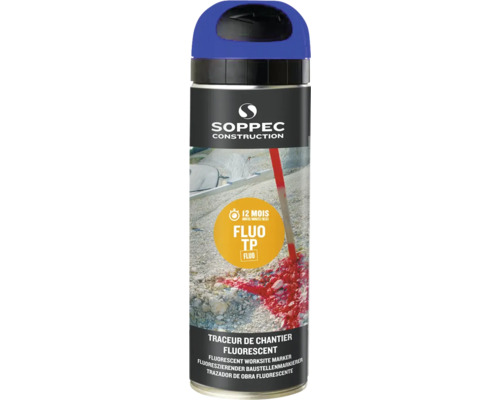 Soppec Spray de marquage Fluo TP bleu 500 ml Soppec Construction aérosol de marquage pour chantier