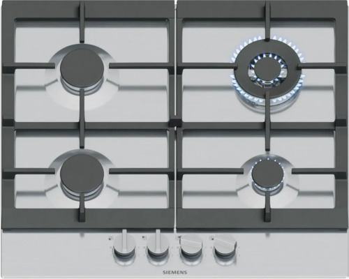 Siemens Gaskochfeld mit vier Kochstellen, von denen zwei in Betrieb sind