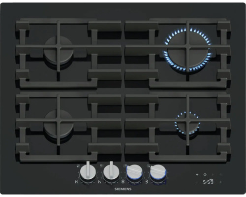 Siemens Gaskochfeld mit vier Kochstellen und Bedienknebeln