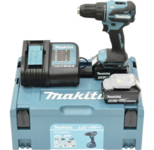 Makita Akku-Bohrschrauber Set mit Ladegerät, zwei Akkus und Lampe im Werkzeugkoffer