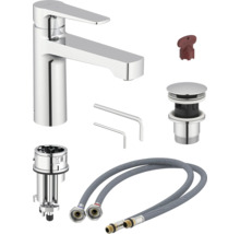 Waschtischarmatur mit Montagezubehör und Anschlussschläuchen