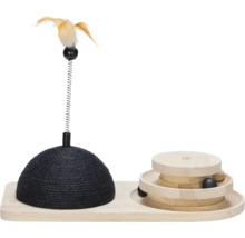 Katzenspielzeug mit Feder und Ballbahn