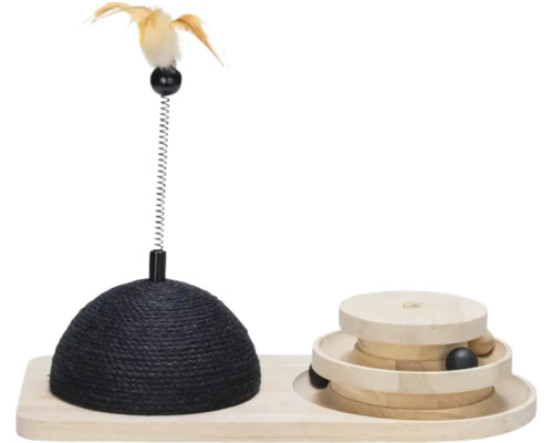 Katzenspielzeug mit Feder und Ballbahn