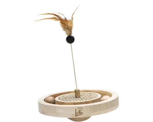 Katzenspielzeug mit Feder und Ball