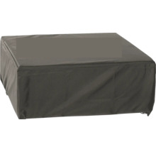 Housse de protection rectangulaire grise pour meubles de jardin.