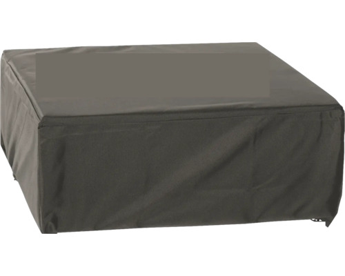 Housse de protection rectangulaire grise pour meubles de jardin.
