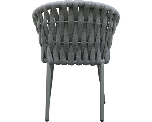 Gartenstuhl mit geflochtener Sitzfläche und Rückenlehne