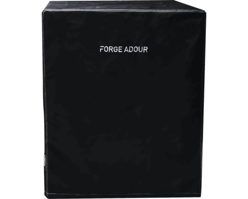 Housse de protection noire Forge Adour pour planchas et barbecues en matériau résistant aux intempéries.